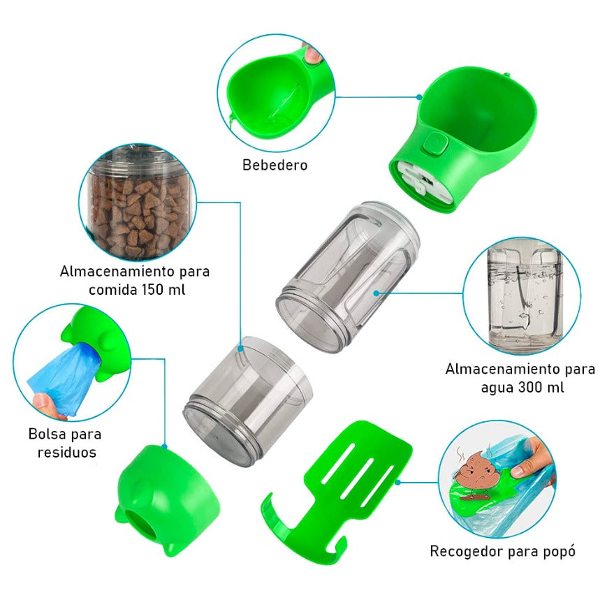 Botella canina Portatil 4 En 1 Multifuncional